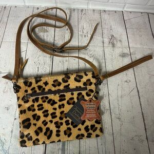 American Darling Hair on Cowhide Leather Convertible Crossbody Wristlet Leopard